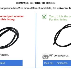 GlobPro 316239700 CK900268 Electric Range Oven Door Seal with Clips 52" long Approx. Replacement for and compatible with Frigidaire Kenmore White-Westinghouse Crosley Heavy DUTY (5303202011)