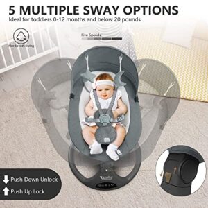 KIDSVIEW Portable 5 Speed Baby Rocker with Music, Remote Control, and Touch Screen for Infants - Suitable for 0-9 Months, 5-20 lbs, Gray (CR010A-1-GREY)