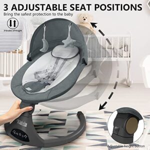 KIDSVIEW Portable 5 Speed Baby Rocker with Music, Remote Control, and Touch Screen for Infants - Suitable for 0-9 Months, 5-20 lbs, Gray (CR010A-1-GREY)