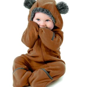 Fleece Baby Bunting Bodysuit – Infant One Piece Kids Hooded Romper Outerwear Toddler Jacket