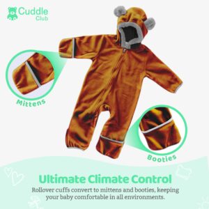 Fleece Baby Bunting Bodysuit – Infant One Piece Kids Hooded Romper Outerwear Toddler Jacket