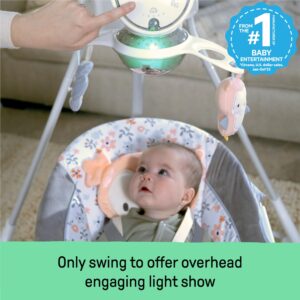 Ingenuity InLighten 5-Speed Baby Swing - Swivel Infant Seat, 5 Point Safety Harness, Nature Sounds, Lights - Nally Owl