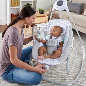 Ingenuity 2-in-1 SimpleComfort Lightweight Compact 6-Speed Multi-Direction Baby Swing & Rocker, Vibrations & Nature Sounds, 0-9 Months 6-20 lbs (Raylan)