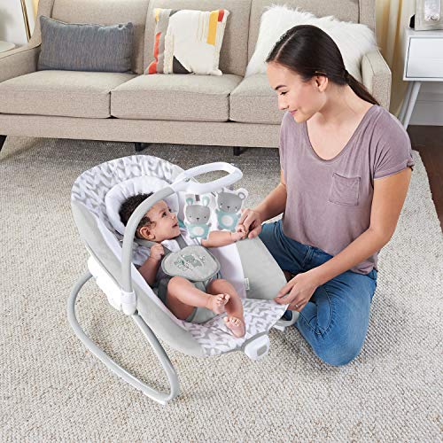 Ingenuity 2-in-1 SimpleComfort Lightweight Compact 6-Speed Multi-Direction Baby Swing & Rocker, Vibrations & Nature Sounds, 0-9 Months 6-20 lbs (Raylan)