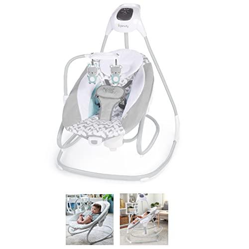 Ingenuity 2-in-1 SimpleComfort Lightweight Compact 6-Speed Multi-Direction Baby Swing & Rocker, Vibrations & Nature Sounds, 0-9 Months 6-20 lbs (Raylan)