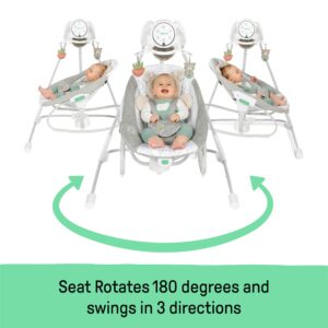 Ingenuity InLighten Soothing Swing & Rocker - Vibrating Swivel Infant Seat, Soothing Sounds, Lights - Nate