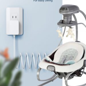 CONMDEX Graco Swing Power Cord 6ft, Replacement for Duetsoothe/DuoGlider/Graco Baby Swing/Graco Simple Sway Swing/Glider LX/Simple Sway LX, Adapter 5V Charger Baby Swing Ideal for Parents, White