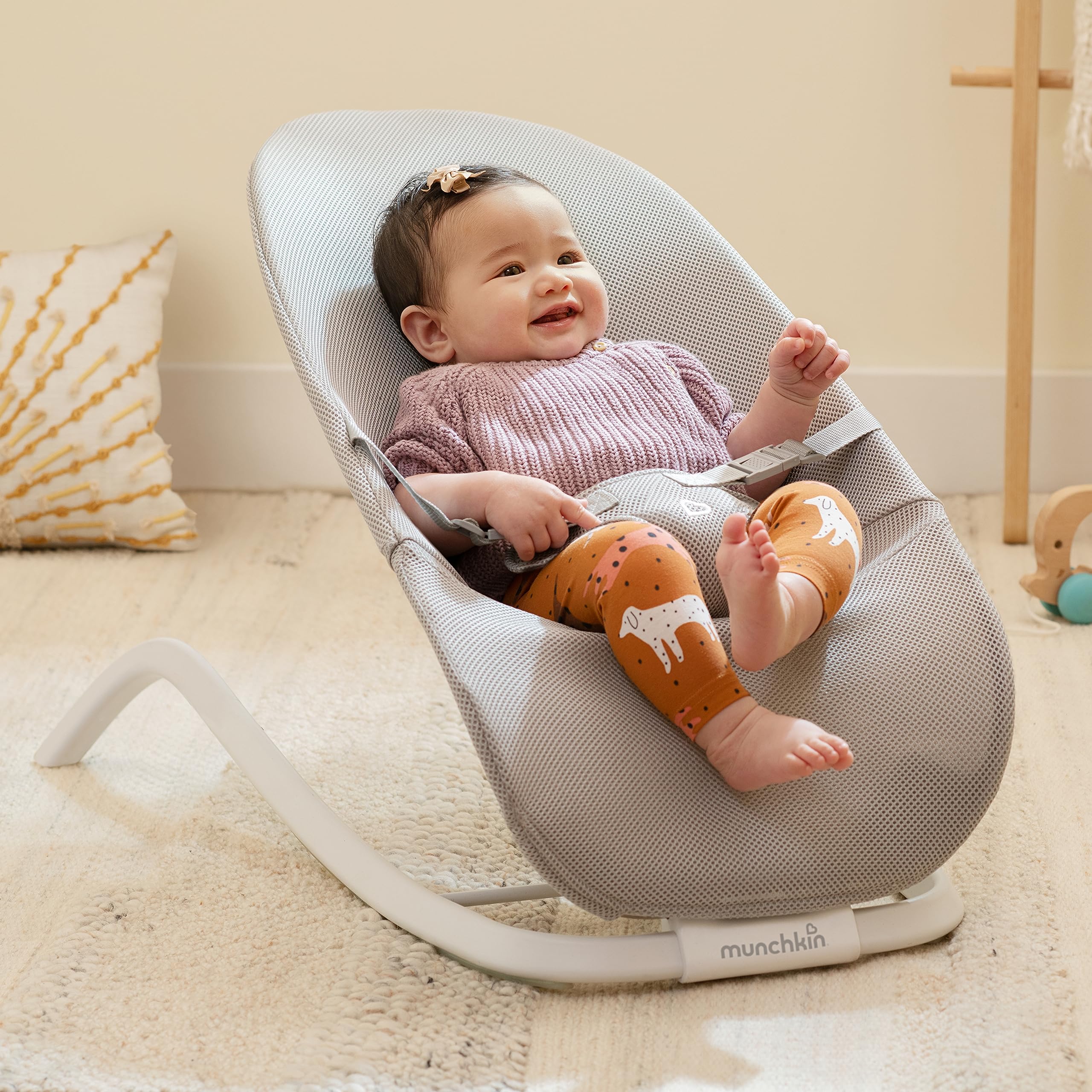 Munchkin® Spring 2-in-1 Baby Bouncer & Rocker - Portable, Lightweight & Compact with 3 Recline Positions for Newborns up to 20 lbs.