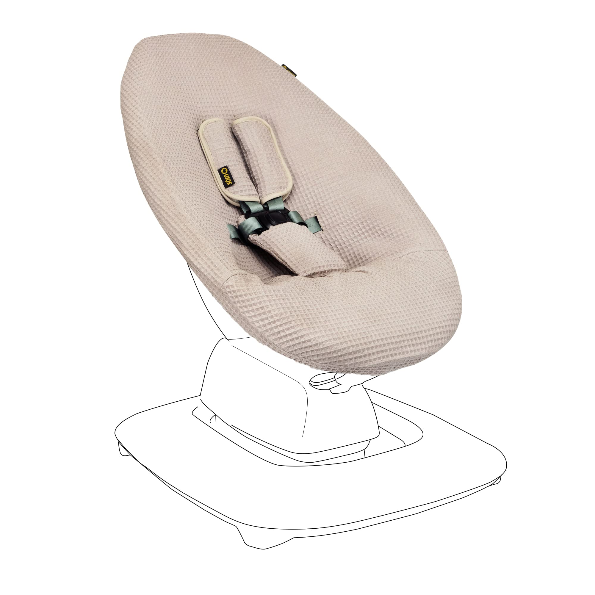 Ukje Protective Swing Cover Compatible with 4moms RockaRoo or MamaRoo 5, Multi-Motion Baby Swing, Baby Swing Liners, Baby Rocker Cover, Easy to Install, Easy to Wash, Handmade in Europe - Taupe