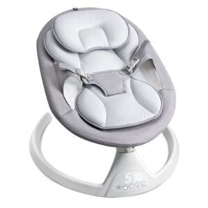 Lupfung Baby Swings for Infants, Bluetooth Baby Rocker with 5 Unique Motions, Natural Sway Baby Swing for Newborn, LED Touch Panel,Music Speaker ,Remote Control,Swing for Infants ,Gray