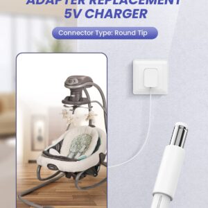 5V Power Cord Baby Swing Replacement for Graco Simple Sway Swing, Graco DuetSoothe, Glider LX/Elite/Premier/Petite LX, DuoGlider, Sweetpeace, DuetConnect LX 4.9Ft Wall Charge Adapter White UL Listed