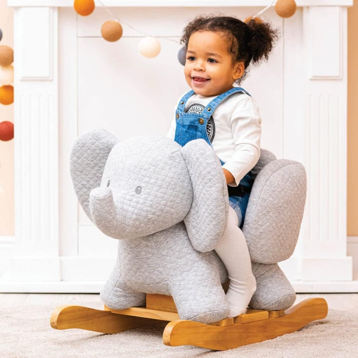 Nattou Rocking Horse Animal for Children, Tembo The Elephant, 10-36 Months, 25"x13"x18" in (64 x 34 x 46 cm), Grey, 929141