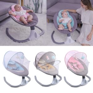 TFCFL Baby Swings for Infants, Foldable Infant Swing Chair Baby Bouncer 4-Speeds with Music Speaker, Remote Control, Netting, Hanging Toys, Seat Cover, Pillow or 0-12 Months Newborn Babies (Gray)