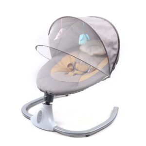 TFCFL Baby Swings for Infants, Foldable Infant Swing Chair Baby Bouncer 4-Speeds with Music Speaker, Remote Control, Netting, Hanging Toys, Seat Cover, Pillow or 0-12 Months Newborn Babies (Gray)