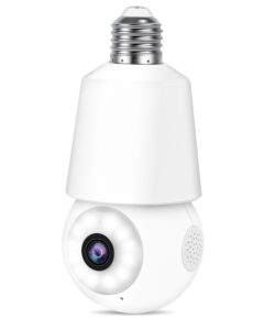 wifi light bulb cameras for home security 2k 360° ptz motion sound detection tracking alarm light socket security cameras wireless outdoor indoor color night vision 2-way talk 24/7 sd cloud storage