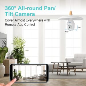 2.4GHz Security Cameras Wireless Outdoor, litokam 4MP 2K Home Security Cameras 360 Bulb with AI Motion Detection, Easy Install for WiFi Camera Outdoor, Siren Alarm, Full Color All Day, 24/7 Recording