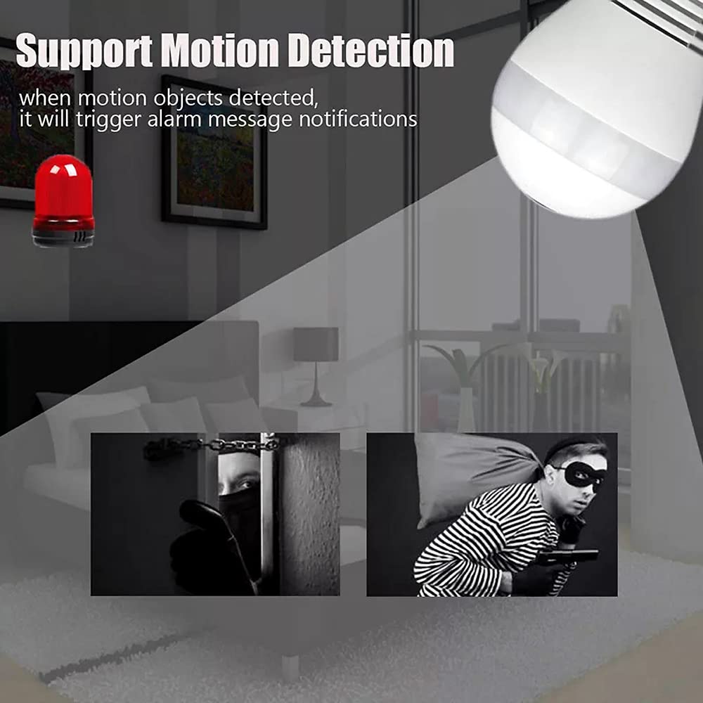 Kopfus Bulb Security Camera, 360 Degree Panoramic Bulb Camera,1080P Smart Surveillance Camera Lamp with LED & Infrared Night Vision/Motion Detection/Cloud & SD Card Storage/Alert events/V380 App/N4