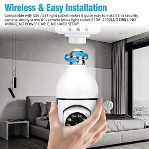 IZENGATE Light Bulb Security Camera,2.4GHz/5GHz Wireless WiFi 1080P Outdoor Cam, 360° Panoramic Motion Detection and Alarm Two-Way Audio E27 Socket,Home Surveillance Cameras with 64GB Card (1PCS)