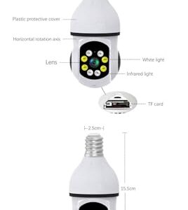 SXBCyan Wireless WiFi Light Bulb Camera,Security Camera for Home Surveillance,Spotlight E27 360 Degree Panoramic Wireless Security IP Camera (Size : 2mp Camera)