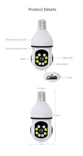 SXBCyan Wireless WiFi Light Bulb Camera,Security Camera for Home Surveillance,Spotlight E27 360 Degree Panoramic Wireless Security IP Camera (Size : 2mp Camera)