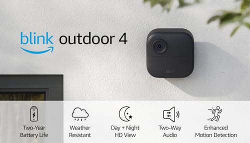 Blink Outdoor 4 (4th Gen) – Wire-free smart security camera, two-year battery life, two-way audio, HD live view, enhanced motion detection, Works with Alexa – 6 camera system