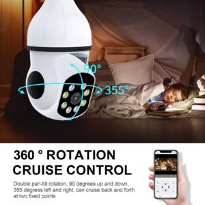 8mp/4k Light Bulb Security Cameras 2.4GHz&5GHz Outdoor Wireless WiFi Light Socket Screw in Security Cameras for Home Security Safe Cam Lightbulb Cameras Night Vision up 128g sd card