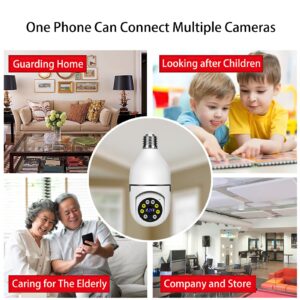 Light Bulb Security Camera Outdoor Wireless WiFi, 2.4G Wireless WiFi Lightbulb Cameras, Pan and Tilt to Surveillance Every Details for Indoor, with 2-Way Audio, Motion Detection, Color Night Version