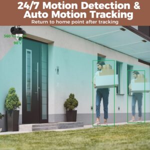 xmartO Dual-Lens 10X Zoom Light Bulb Security Camera System Wireless Outdoor with AI Auto Tracking Pan/Tilt/Zoom, 24/7 Auto-Following Monitor, E27 Power (4K 10CH 4-Camera Set)