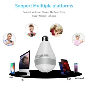 COSULAN Light Bulb Camera, WiFi Bulb Security Camera, Smart Bulb Camera, 360 Panoramic Bulb Camera with Motion Detection/Floodlight and IR Night Vision/Alert Events/Cloud/V380 App & PC Software/C10