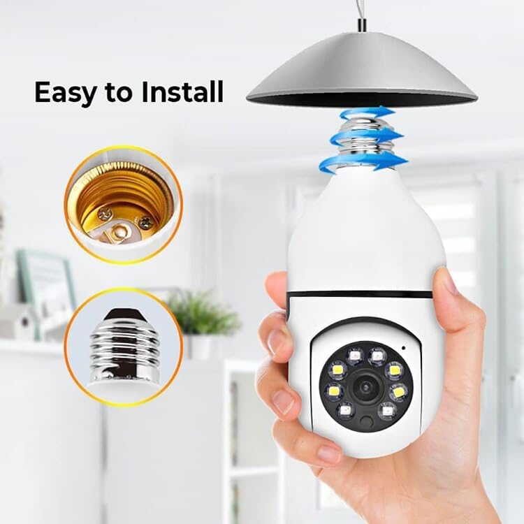 METRICSQUARE Camera Hidden Home Security Light Bulb Camera Spy Camera WiFi Nanny Cam with Phone APP, Night Vision Motion Detection Two Way Audio Video Recording Indoor Room Camera