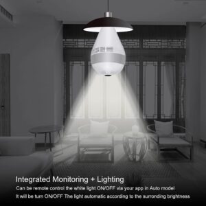 COSULAN Light Bulb Camera, WiFi Bulb Security Camera, Smart Bulb Camera, 360 Panoramic Bulb Camera with Motion Detection/Floodlight and IR Night Vision/Alert Events/Cloud/V380 App & PC Software/C10