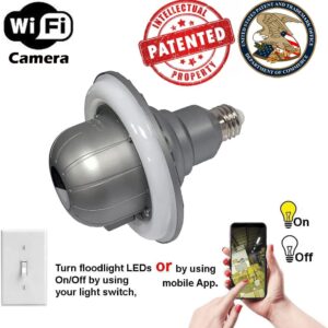 Zeus CCTV WiFi Floodlight Bulb Camera Home Security System Wireless Outdoor Waterproof Remote Control Camera Night Vision 1080p E26 LED Floodlight Cam
