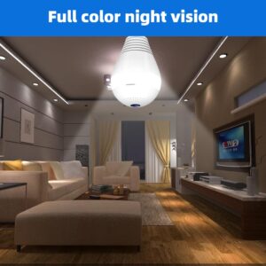 SOAMOEU 360°Security WiFi Camera Bulb HD 1080P Home Security Light Camera, Full Color Night Vision Wireless Bulb Camera