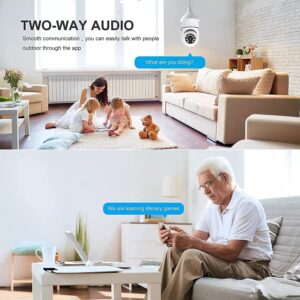 WiFi Light Bulb Camera/1080P Security Camera/2.4GHz WiFi Smart 360°Panoramic Indoor Surveillance Camera with Night Vision Motion Detection Alarm Two-Way-Talk Phone Remote View Outdoor (White-1pcs)