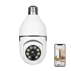 secueye e26 bulb camera 5mp wifi 2.4ghz 5ghz pan/tilt 10x zoom automatic tracking color night motion detection 2-way audio sd card recording