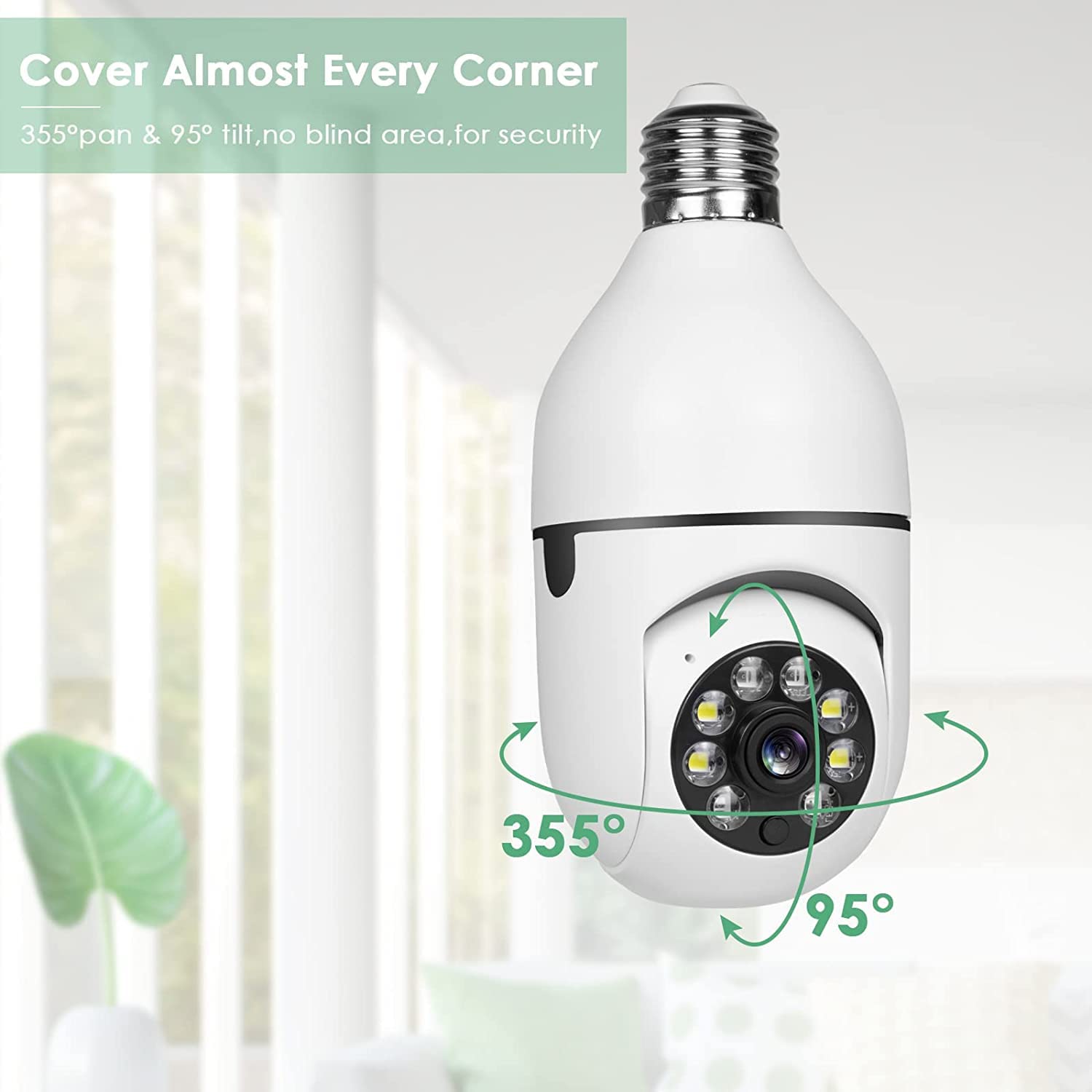 SECUEYE E26 Bulb Camera 5MP WiFi 2.4GHz 5GHz Pan/Tilt 10X Zoom Automatic Tracking Color Night Motion Detection 2-Way Audio SD Card Recording