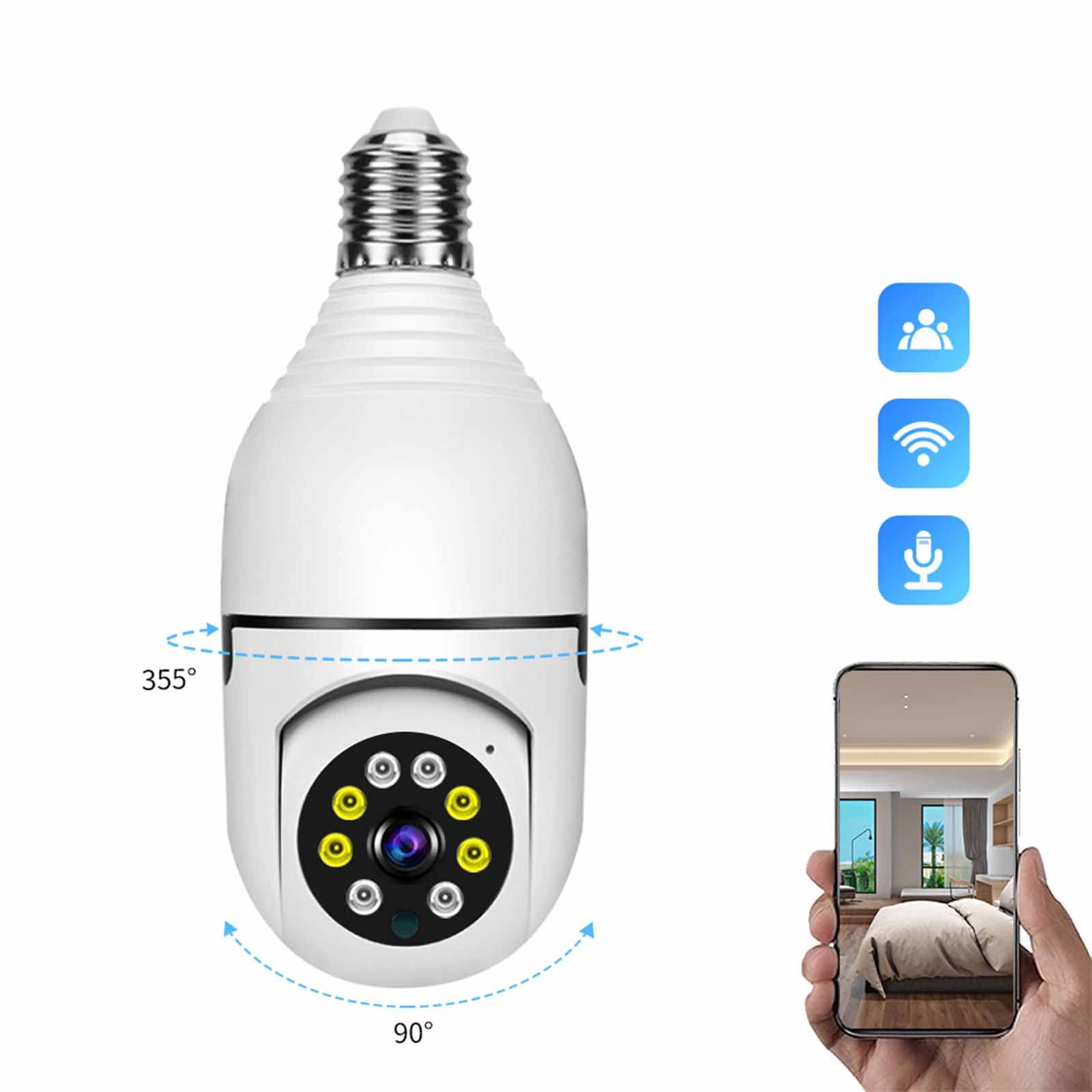 Lovskoo Security Camera Full Color Night Vision Light Bulb Security Camera Waterproof 1080p Cameras for Home Security Outside Wifi Dog Pet Camera 360 Camera Strong Magnetic Installation Free