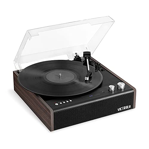 Victrola Eastwood 3-Speed Bluetooth Turntable with Built-in Speakers and Dust Cover | Upgraded Turntable Audio Sound | Espresso (VTA-72-ESP)