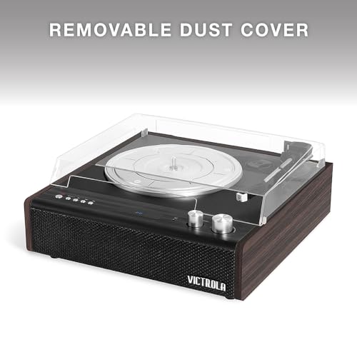 Victrola Eastwood 3-Speed Bluetooth Turntable with Built-in Speakers and Dust Cover | Upgraded Turntable Audio Sound | Espresso (VTA-72-ESP)