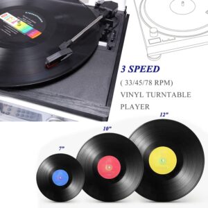 Gartopvoiz Bluetooth Vinyl Record Player, 3 Speeds All in 1 LP Turntable with External Stereo Speakers, CD Player Cassette AM/FM Radio USB/SD Encoding & Playing Phonograph