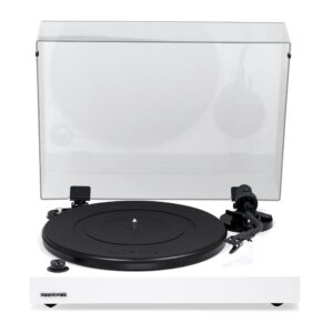 Fluance RT82 Reference High Fidelity Vinyl Turntable Record Player with Ortofon OM10 Cartridge, Speed Control Motor, High Mass MDF Wood Plinth, Vibration Isolation Feet - Piano White