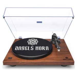 angels horn turntable, vinyl record player, built-in phono preamp, belt drive 2-speed, adjustable counterweight, at-3600l (upgraded bluetooth version)