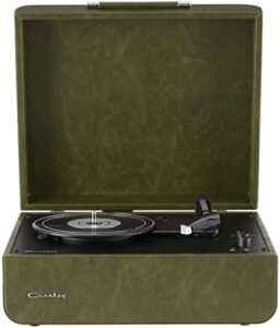 crosley cr6255a-fg mercury vintage 3-speed bluetooth in/out turntable with built-in speakers, forest green