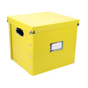 snap-n-store vinyl record storage box - 12" - 1 pack- crate holds up to 75 vinyl albums - yellow