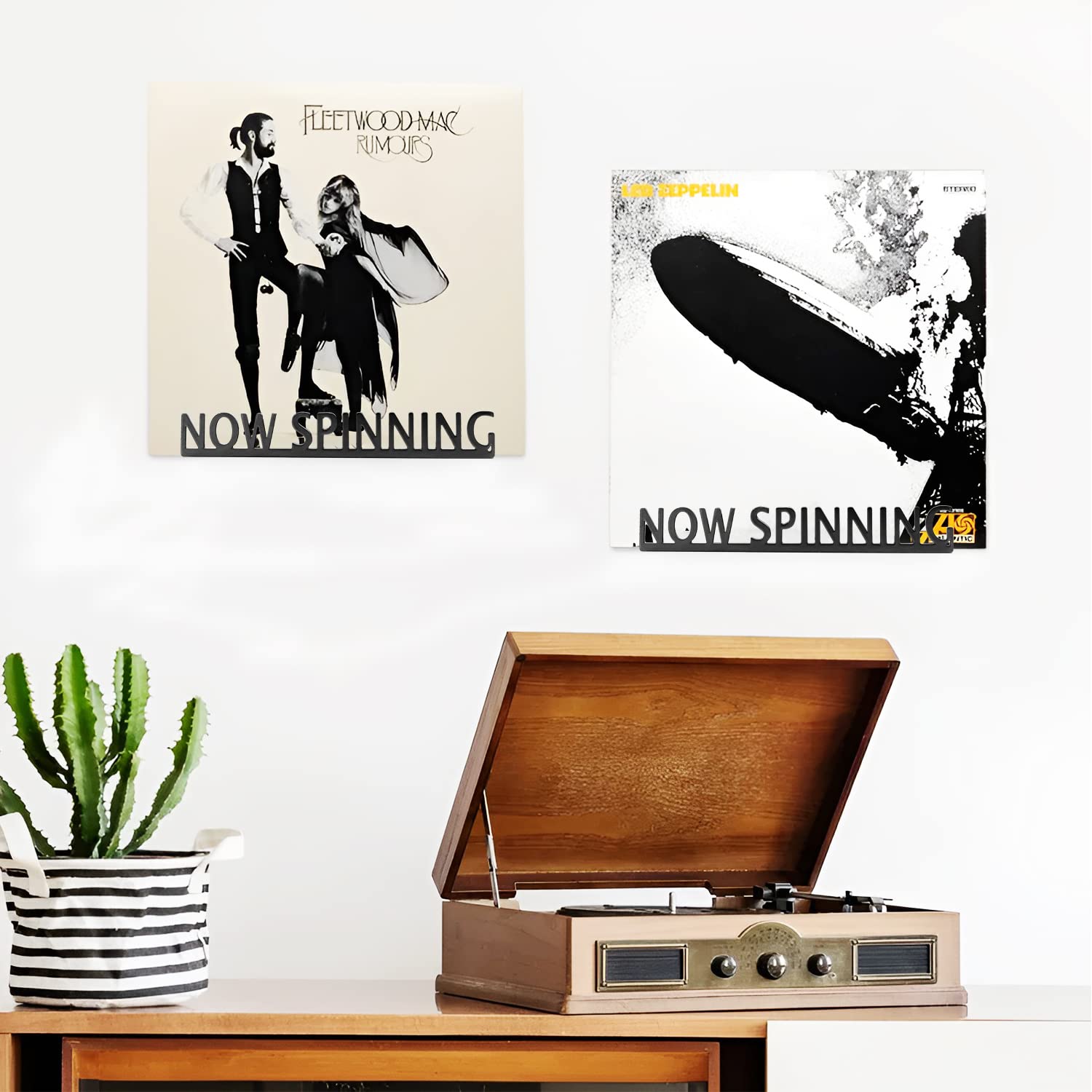 Ahomiwow Metal Now SPINNING Vinyl Record Stand Wall Mount Album Player Display LP Shelf Black Modern Vintage Vinyl Record Display Organization for Music Lovers Record Player Accessory