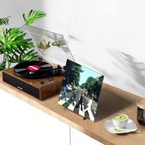 KORRTFID Vinyl Record Display,Now Playing Record Holder,Vinyl Record Holder Stand for Albums,Record Collection Holders,Now Spinning Record Player Stand LP Storage,Holds any Size Record (Walnut)