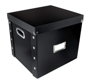 vinyl record storage box - 12" - 1 pack- crate holds up to 75 vinyl albums - black