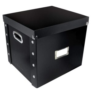 Vinyl Record Storage Box - 12" - 1 Pack- Crate Holds up to 75 Vinyl Albums - Black