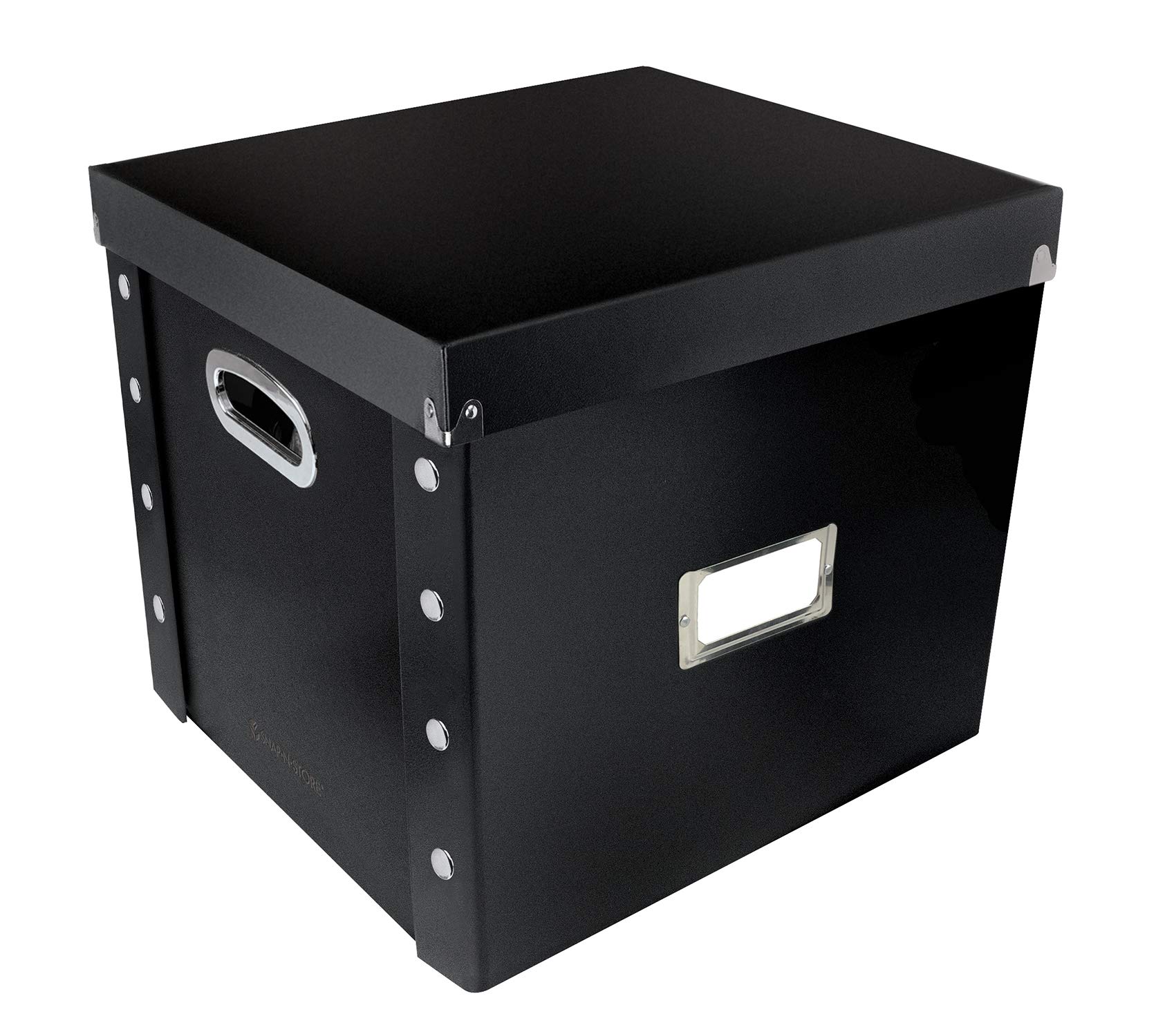 Vinyl Record Storage Box - 12" - 1 Pack- Crate Holds up to 75 Vinyl Albums - Black