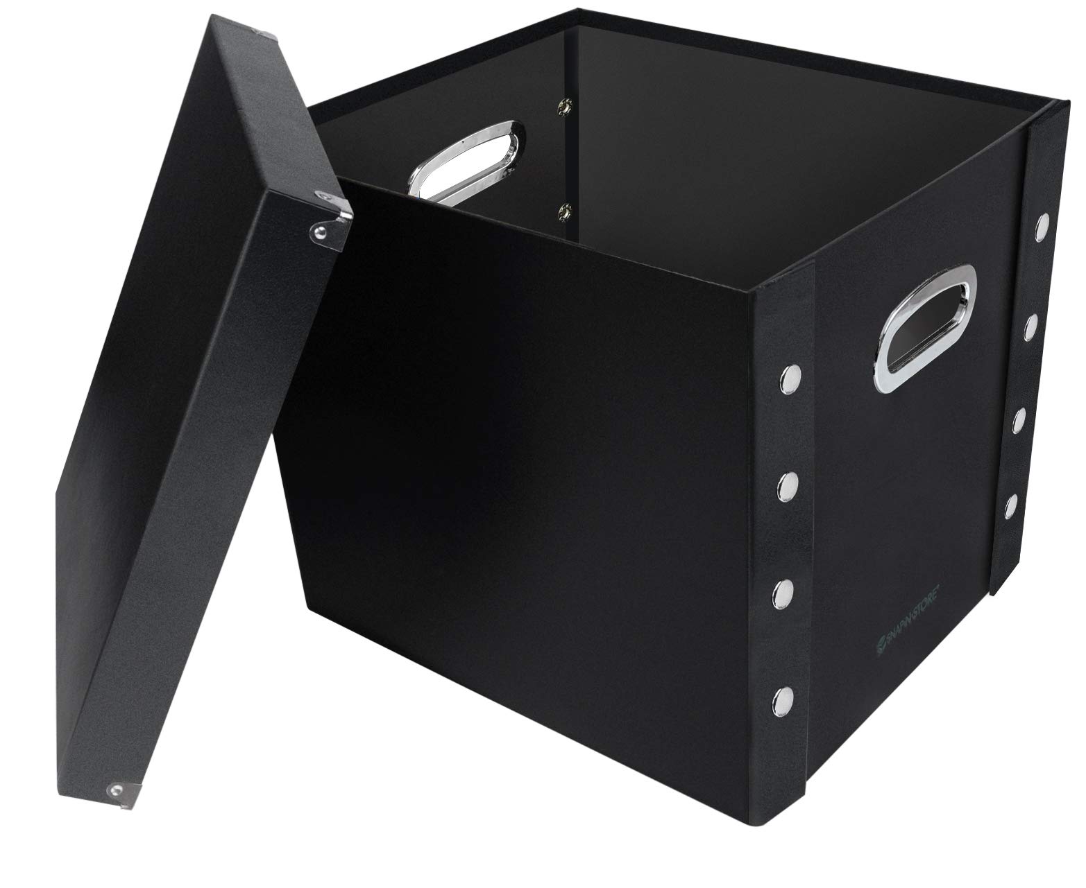 Vinyl Record Storage Box - 12" - 1 Pack- Crate Holds up to 75 Vinyl Albums - Black